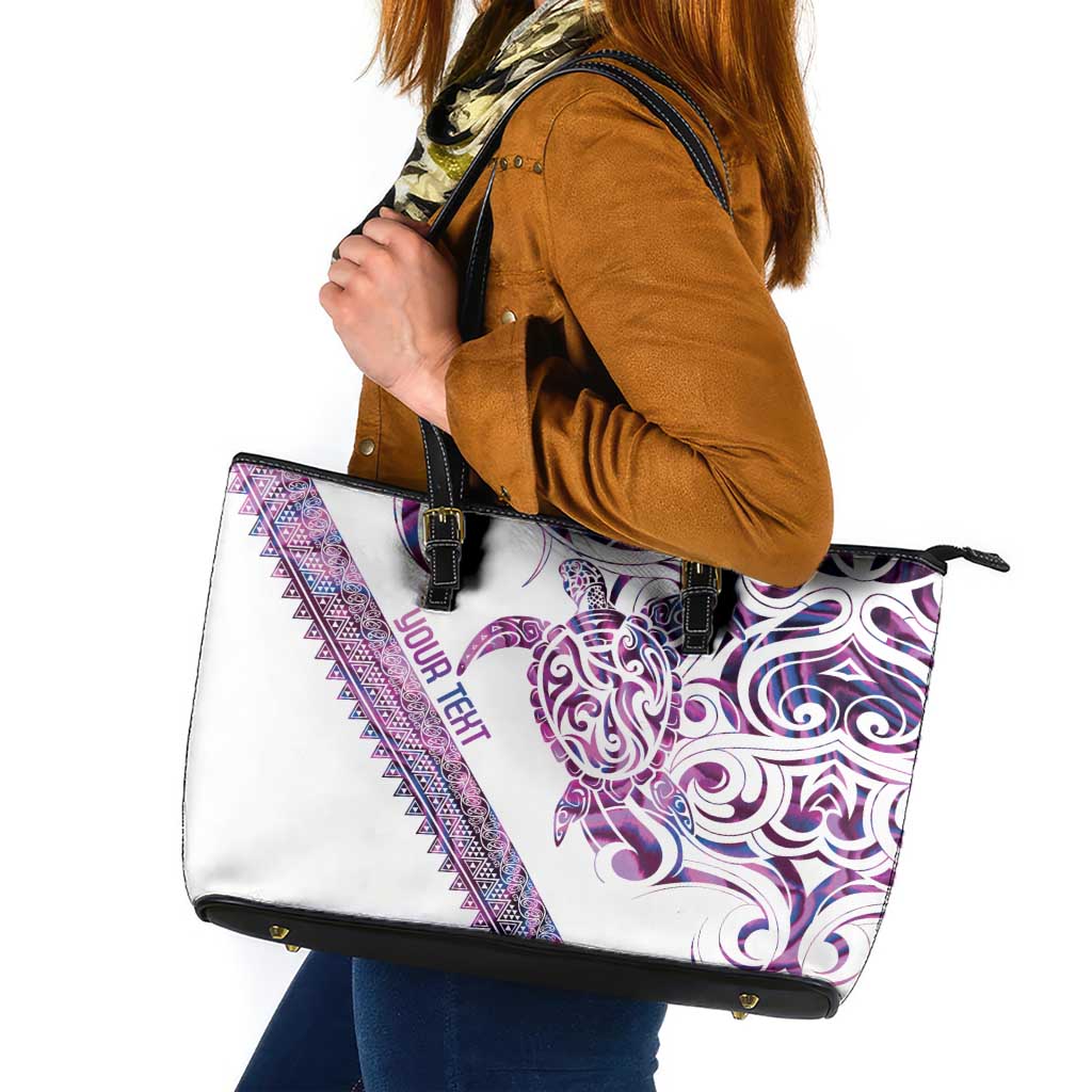 Mawhero Paua shell Kowhaiwhai Taniko Personalised Leather Tote Bag Turtle Tattoo Maori Tribal Style LT9 Pink - Polynesian Pride