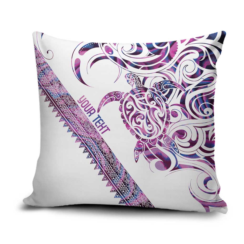 Mawhero Paua shell Kowhaiwhai Taniko Personalised Pillow Cover Turtle Tattoo Maori Tribal Style LT9 Pink - Polynesian Pride