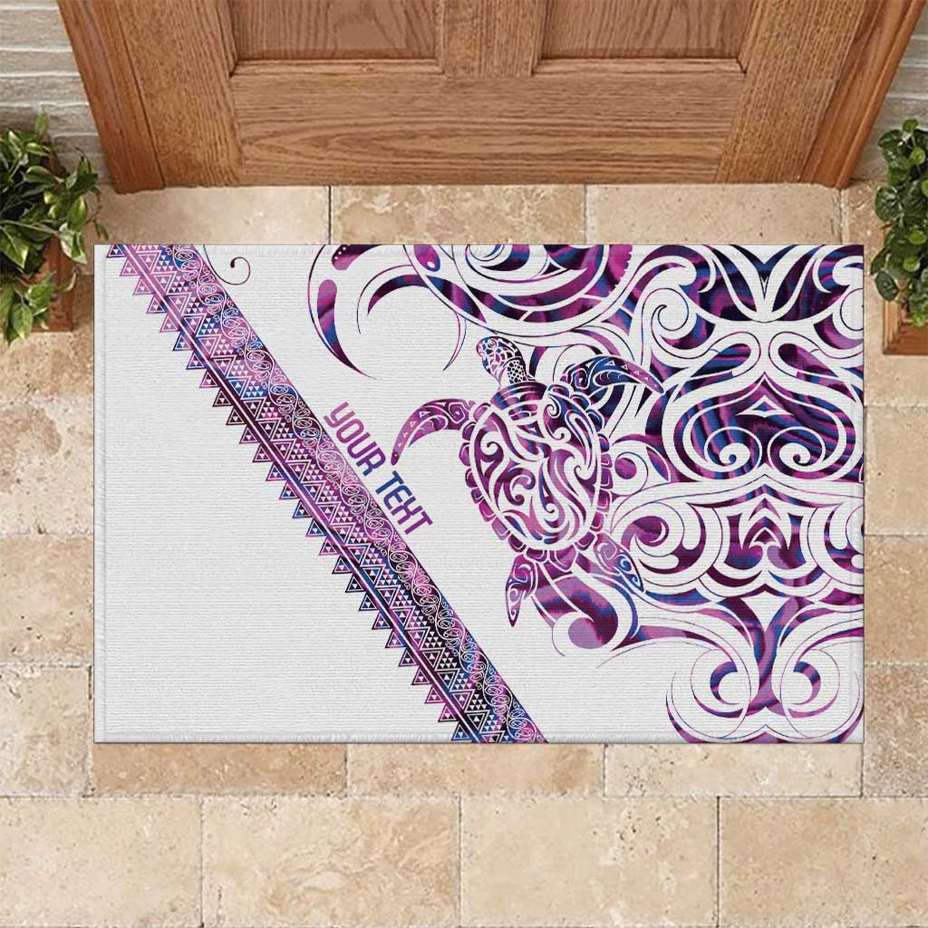 Mawhero Paua shell Kowhaiwhai Taniko Personalised Rubber Doormat Turtle Tattoo Maori Tribal Style LT9 Pink - Polynesian Pride
