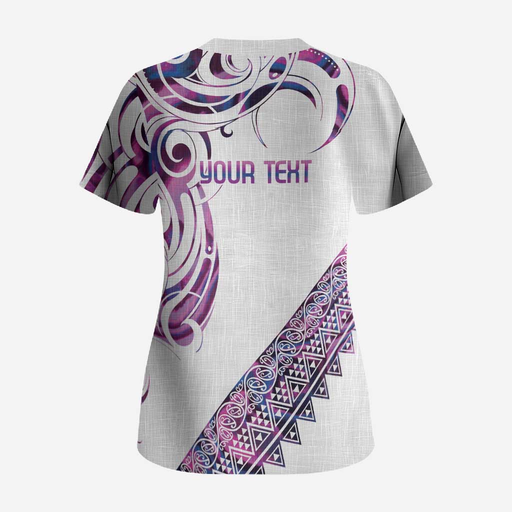 Mawhero Paua shell Kowhaiwhai Taniko Personalised Scrub Top Turtle Tattoo Maori Tribal Style LT9 - Polynesian Pride
