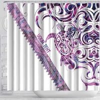 Mawhero Paua shell Kowhaiwhai Taniko Personalised Shower Curtain Turtle Tattoo Maori Tribal Style LT9 - Polynesian Pride