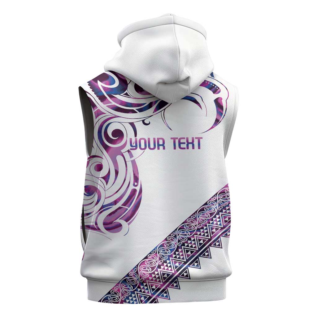 Mawhero Paua shell Kowhaiwhai Taniko Personalised Sleeveless Hoodie Turtle Tattoo Maori Tribal Style