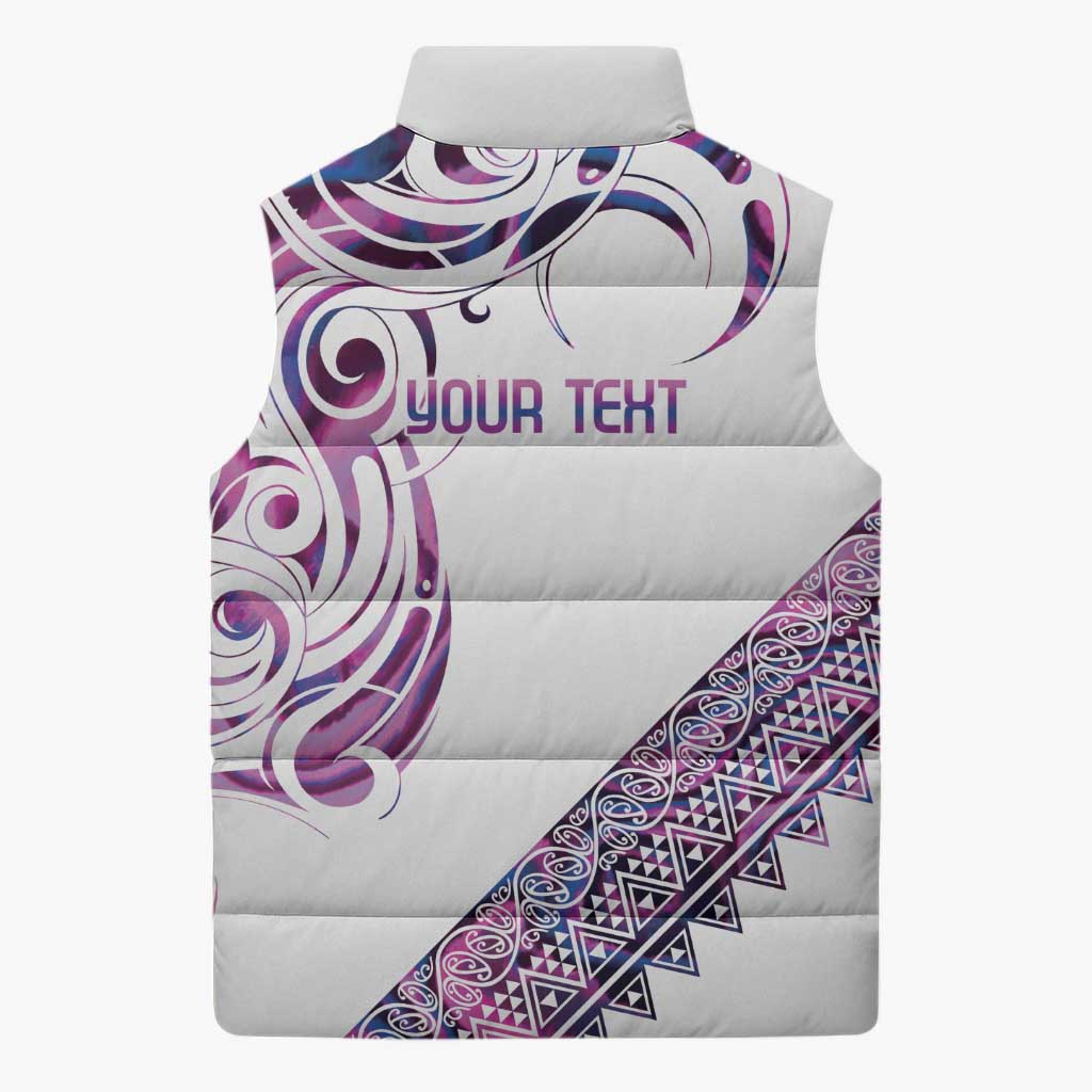 Mawhero Paua shell Kowhaiwhai Taniko Personalised Sleeveless Puffer Jacket Turtle Tattoo Maori Tribal Style LT9 - Polynesian Pride