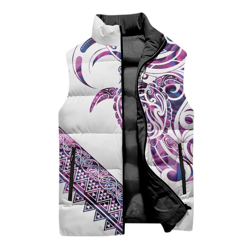 Mawhero Paua shell Kowhaiwhai Taniko Personalised Sleeveless Puffer Jacket Turtle Tattoo Maori Tribal Style LT9 - Polynesian Pride