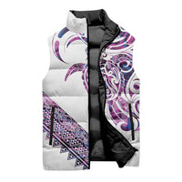 Mawhero Paua shell Kowhaiwhai Taniko Personalised Sleeveless Puffer Jacket Turtle Tattoo Maori Tribal Style LT9 - Polynesian Pride