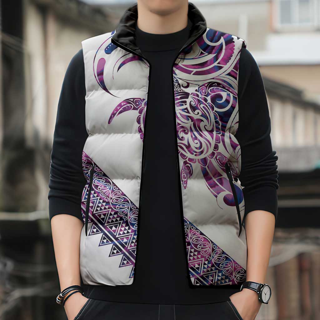 Mawhero Paua shell Kowhaiwhai Taniko Personalised Sleeveless Puffer Jacket Turtle Tattoo Maori Tribal Style LT9 - Polynesian Pride