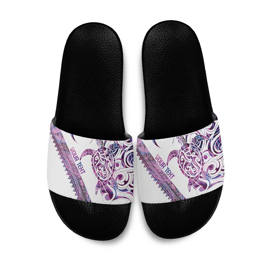 Mawhero Paua shell Kowhaiwhai Taniko Personalised Slide Sandals Turtle Tattoo Maori Tribal Style LT9 Pink - Polynesian Pride