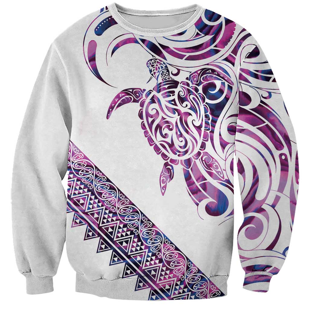 Mawhero Paua shell Kowhaiwhai Taniko Personalised Sweatshirt Turtle Tattoo Maori Tribal Style LT9 Unisex Pink - Polynesian Pride