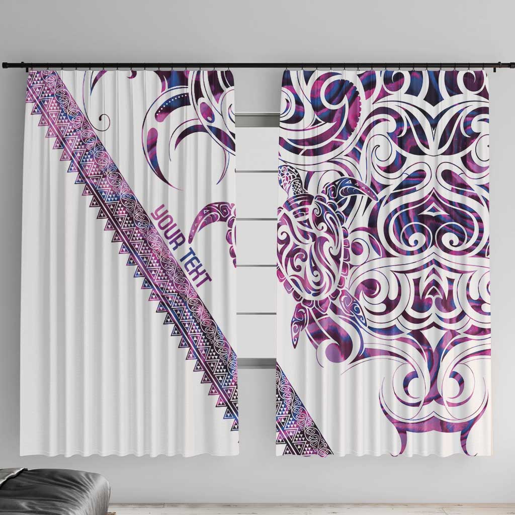 Mawhero Paua shell Kowhaiwhai Taniko Personalised Window Curtain Turtle Tattoo Maori Tribal Style LT9 With Hooks Pink - Polynesian Pride