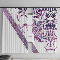 Mawhero Paua shell Kowhaiwhai Taniko Personalised Window Curtain Turtle Tattoo Maori Tribal Style LT9 With Hooks Pink - Polynesian Pride
