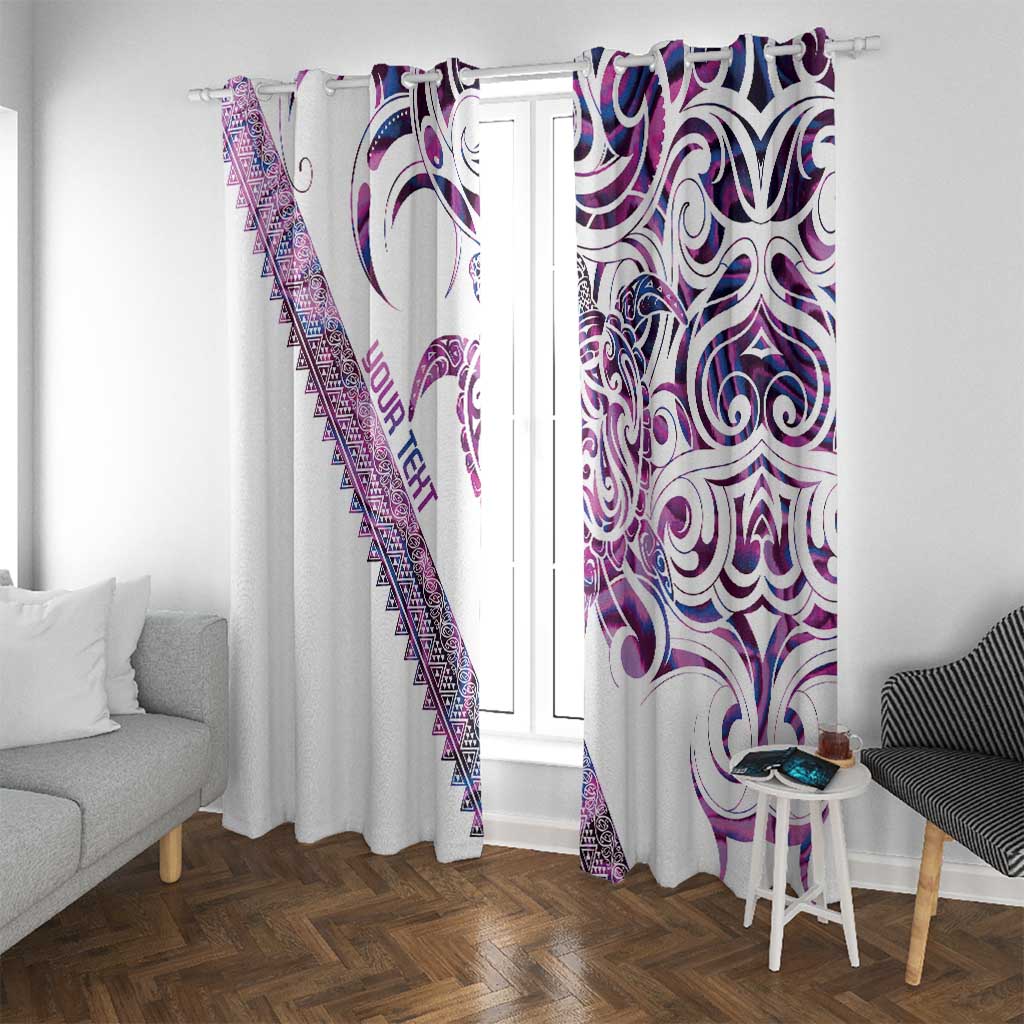 Mawhero Paua shell Kowhaiwhai Taniko Personalised Window Curtain Turtle Tattoo Maori Tribal Style LT9 With Grommets Pink - Polynesian Pride