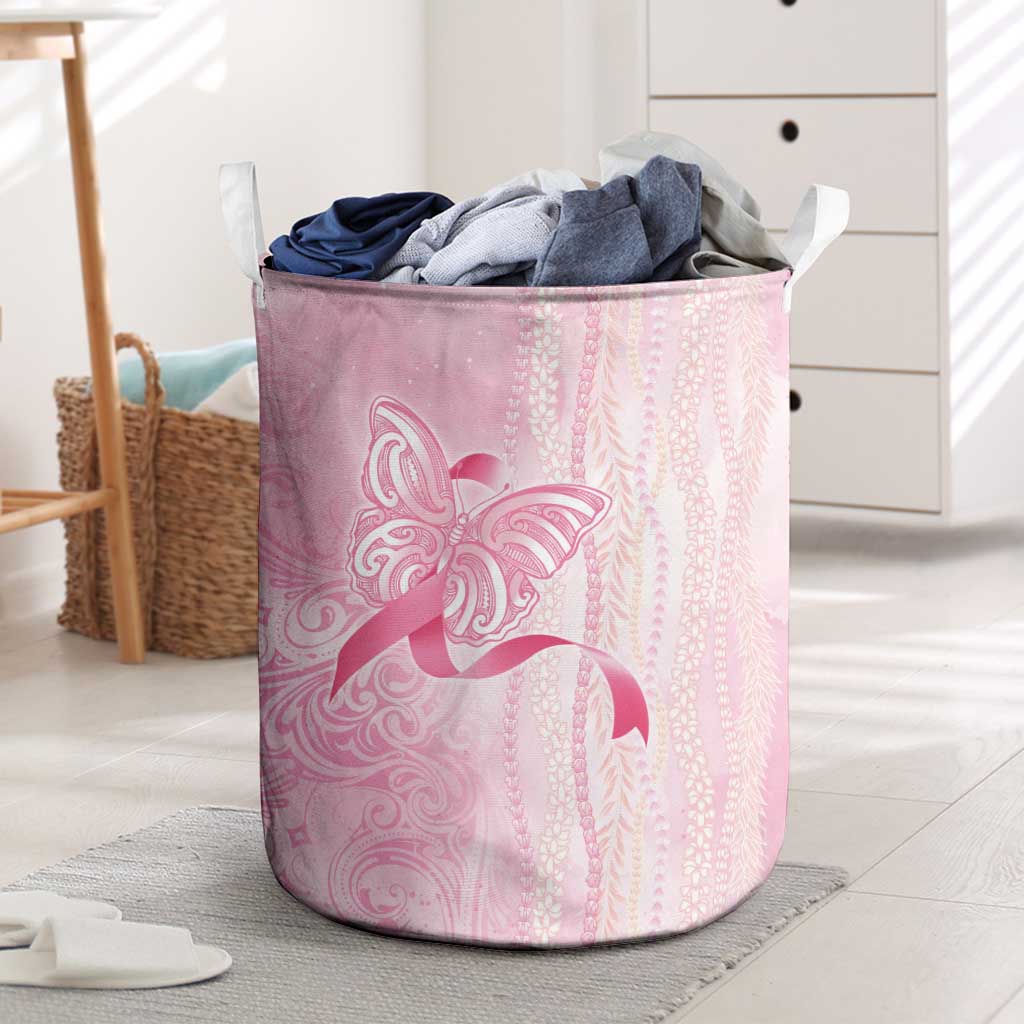 Breast Cancer Awareness Laundry Basket Maile Pikake Lokelani Crown Flower Lei Inspired LT9 Pink - Polynesian Pride