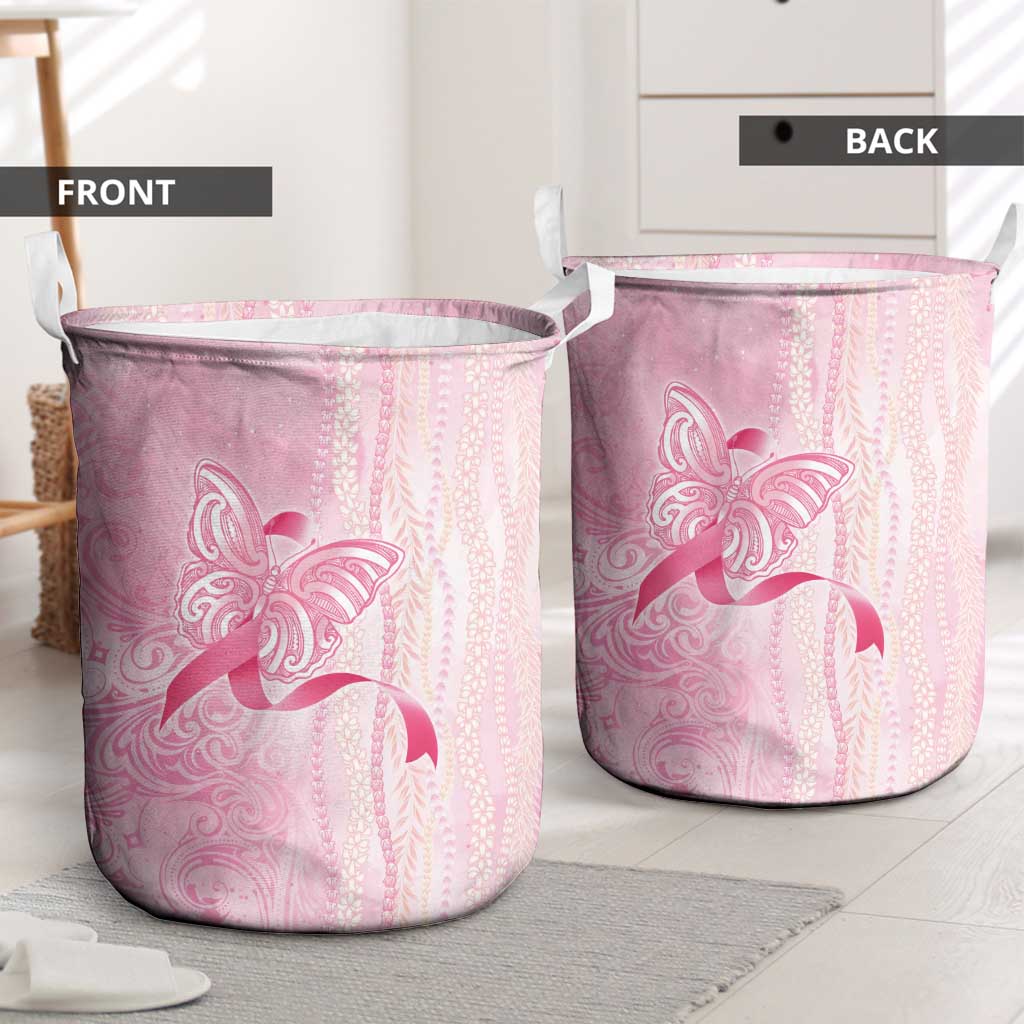 Breast Cancer Awareness Laundry Basket Maile Pikake Lokelani Crown Flower Lei Inspired LT9 - Polynesian Pride