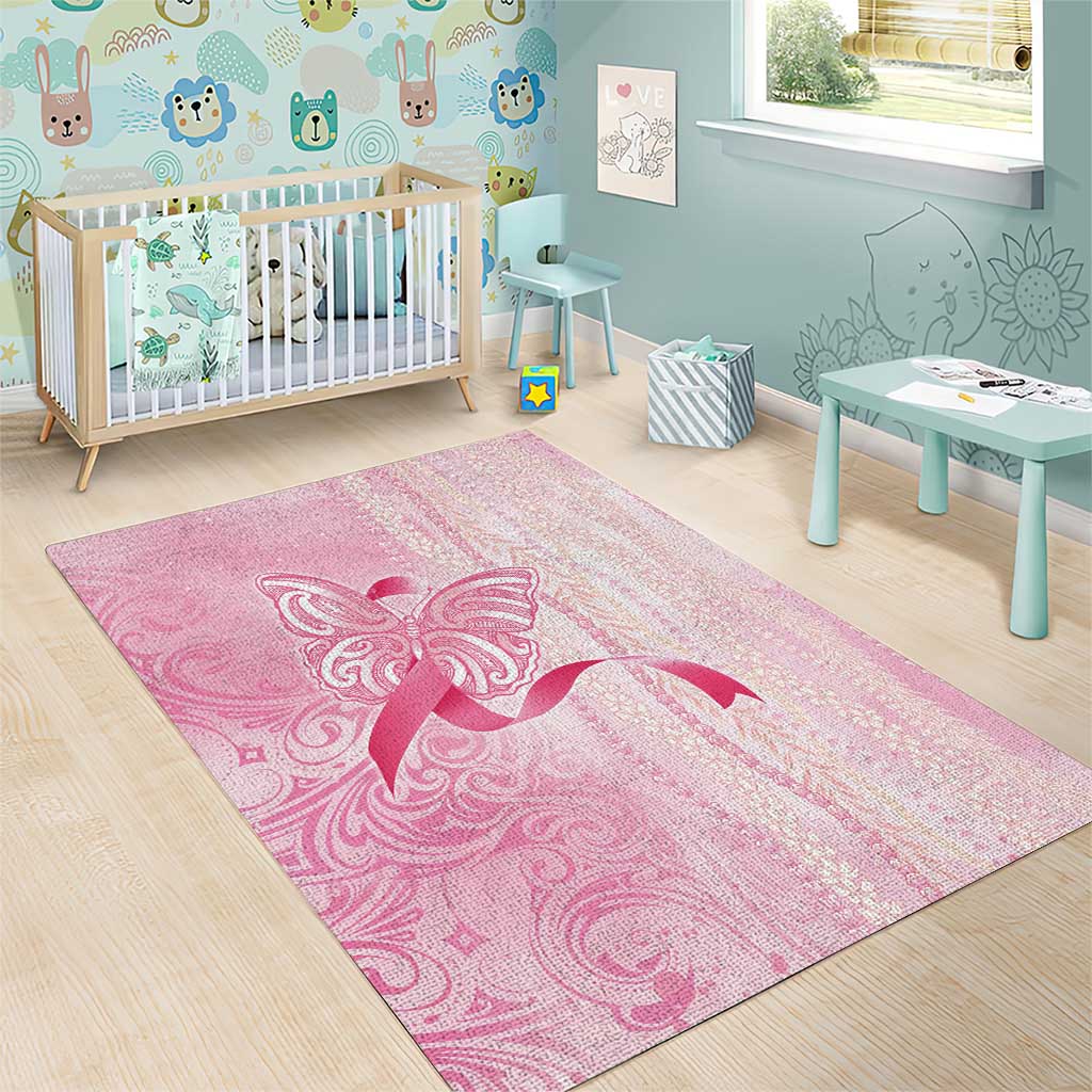 Breast Cancer Awareness Area Rug Maile Pikake Lokelani Crown Flower Lei Inspired