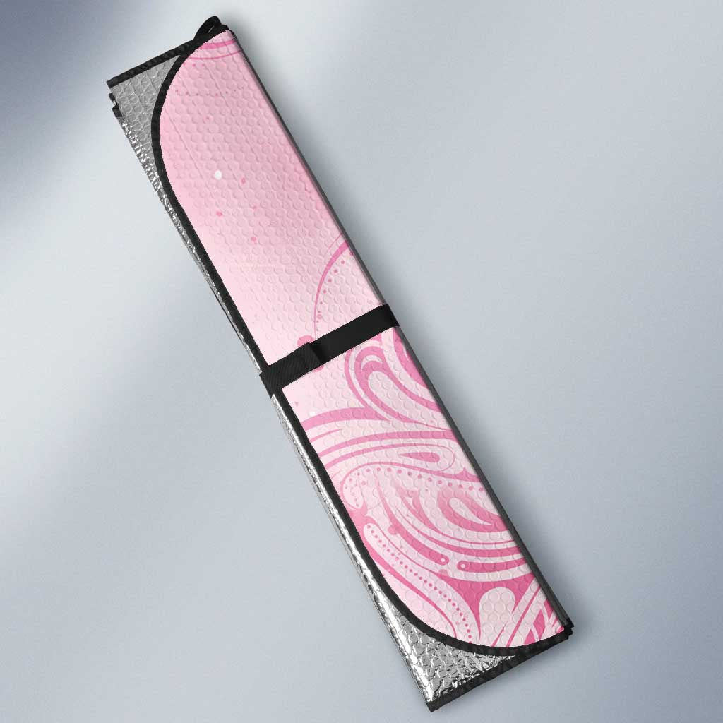 Breast Cancer Awareness Auto Sun Shade Maile Pikake Lokelani Crown Flower Lei Inspired LT9 - Polynesian Pride