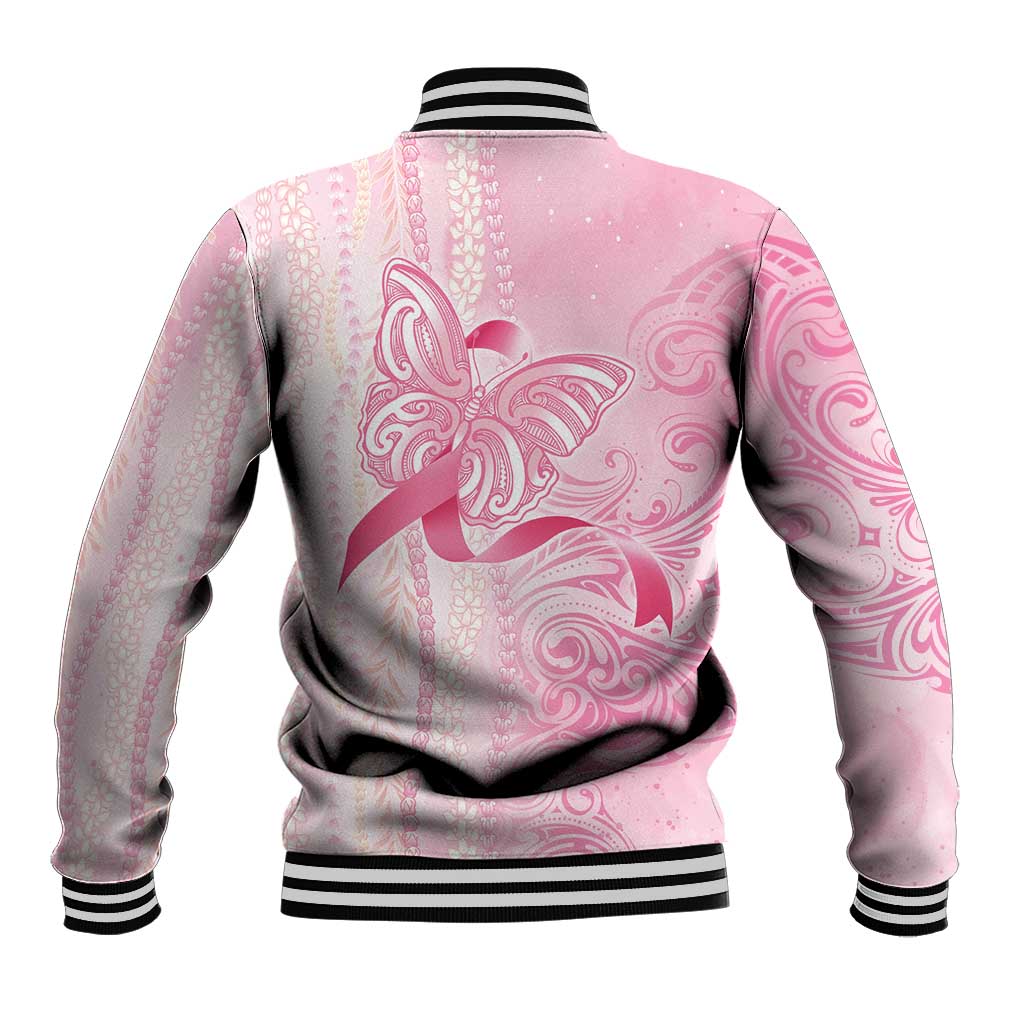 Breast Cancer Awareness Baseball Jacket Maile Pikake Lokelani Crown Flower Lei Inspired LT9 - Polynesian Pride
