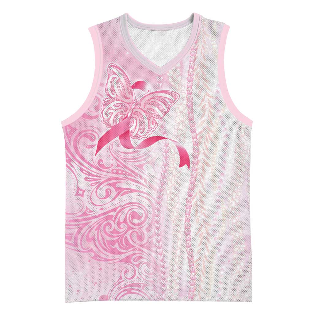 Breast Cancer Awareness Basketball Jersey Maile Pikake Lokelani Crown Flower Lei Inspired LT9 Unisex Pink - Polynesian Pride