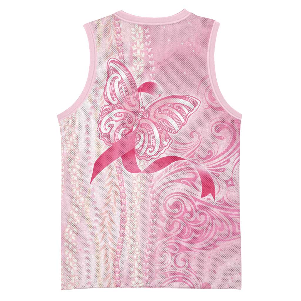 Breast Cancer Awareness Basketball Jersey Maile Pikake Lokelani Crown Flower Lei Inspired
