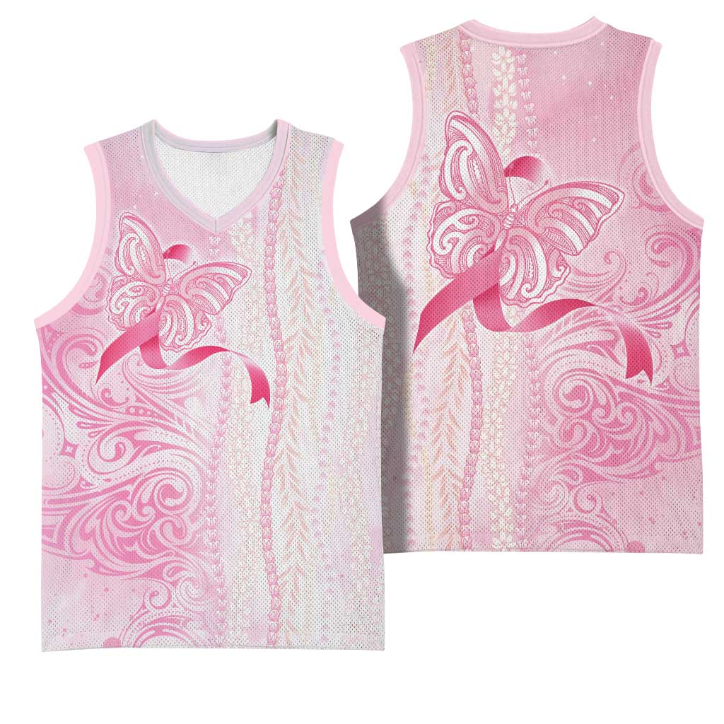 Breast Cancer Awareness Basketball Jersey Maile Pikake Lokelani Crown Flower Lei Inspired