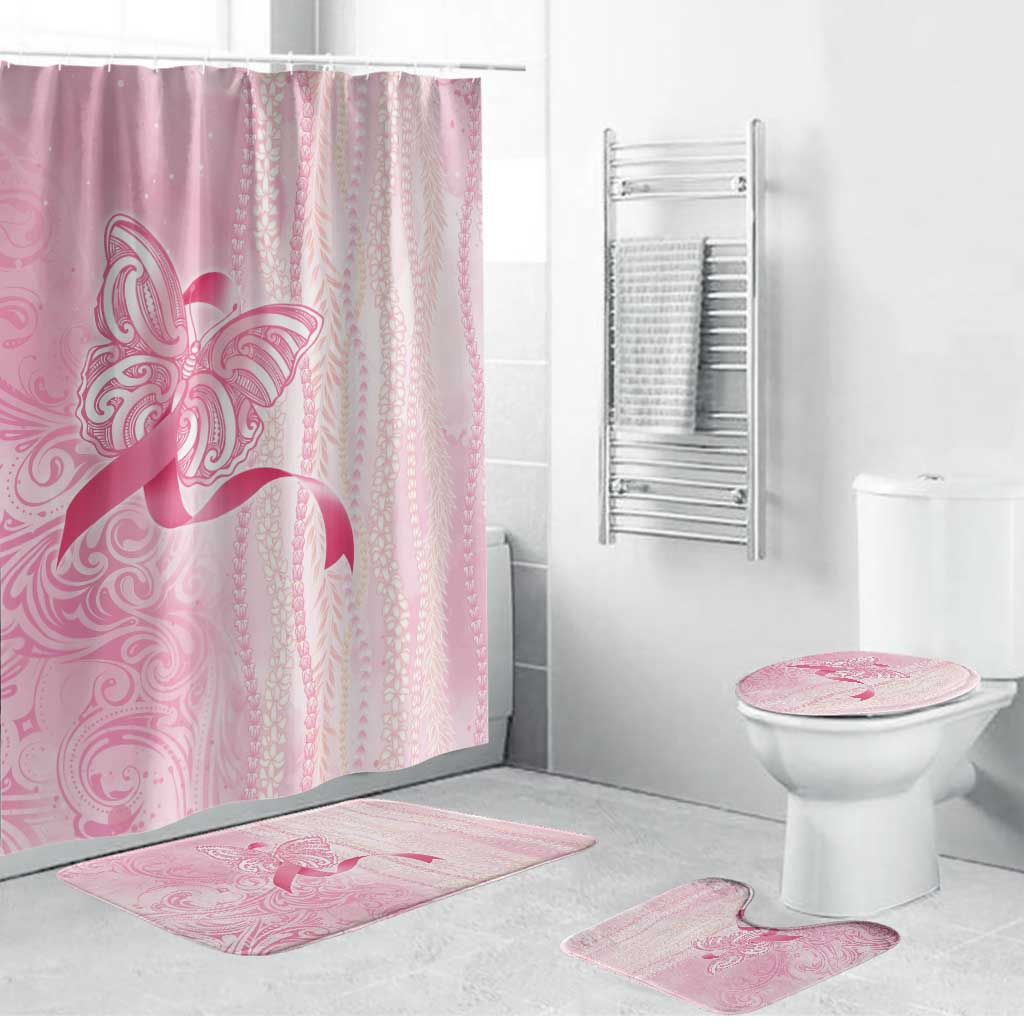 Breast Cancer Awareness Bathroom Set Maile Pikake Lokelani Crown Flower Lei Inspired LT9 Bathroom Set (4 pcs) Pink - Polynesian Pride