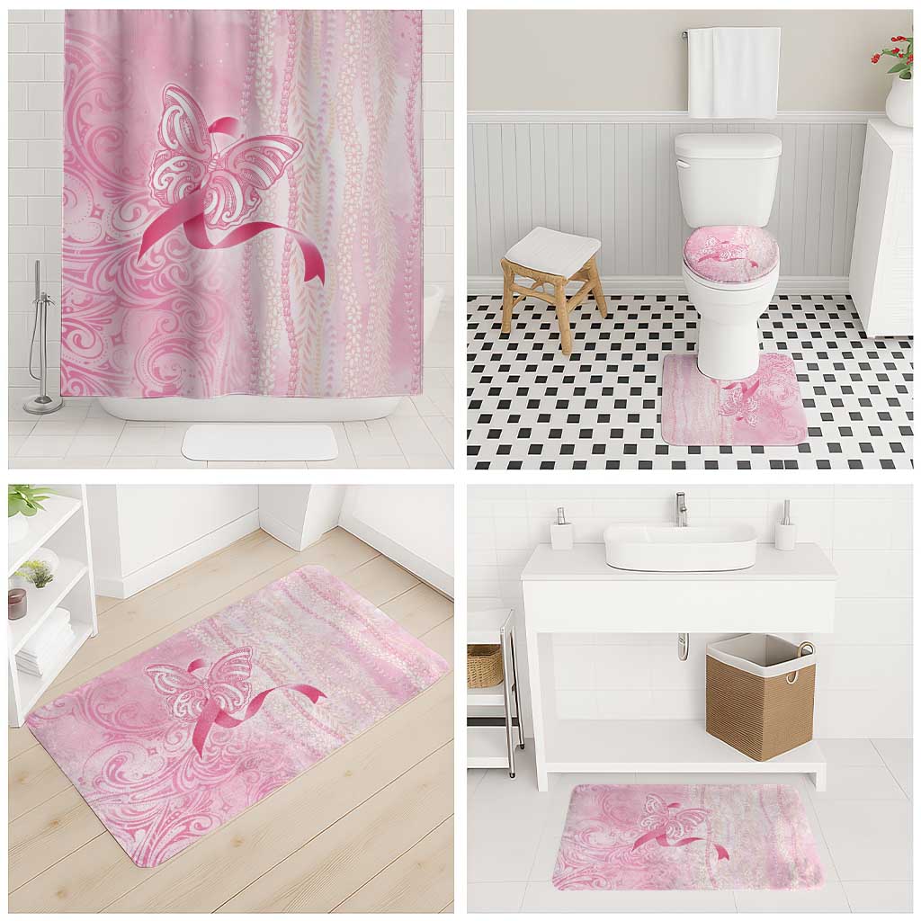 Breast Cancer Awareness Bathroom Set Maile Pikake Lokelani Crown Flower Lei Inspired LT9 - Polynesian Pride