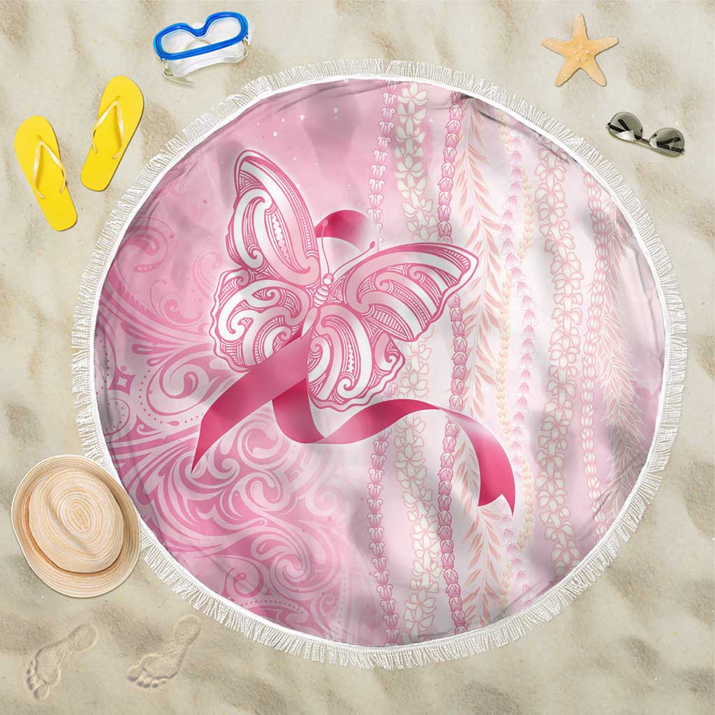 Breast Cancer Awareness Beach Blanket Maile Pikake Lokelani Crown Flower Lei Inspired LT9 One Size 150cm Pink - Polynesian Pride
