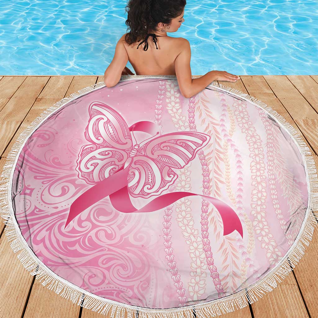 Breast Cancer Awareness Beach Blanket Maile Pikake Lokelani Crown Flower Lei Inspired LT9 - Polynesian Pride