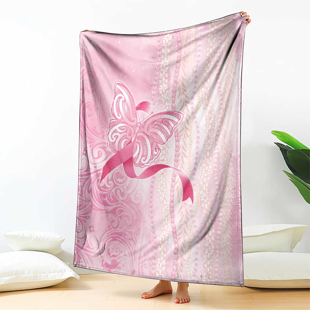 Breast Cancer Awareness Blanket Maile Pikake Lokelani Crown Flower Lei Inspired LT9 - Polynesian Pride
