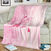 Breast Cancer Awareness Blanket Maile Pikake Lokelani Crown Flower Lei Inspired LT9 - Polynesian Pride