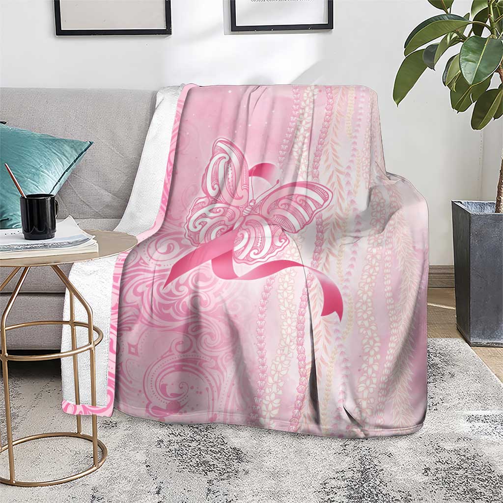 Breast Cancer Awareness Blanket Maile Pikake Lokelani Crown Flower Lei Inspired LT9 - Polynesian Pride