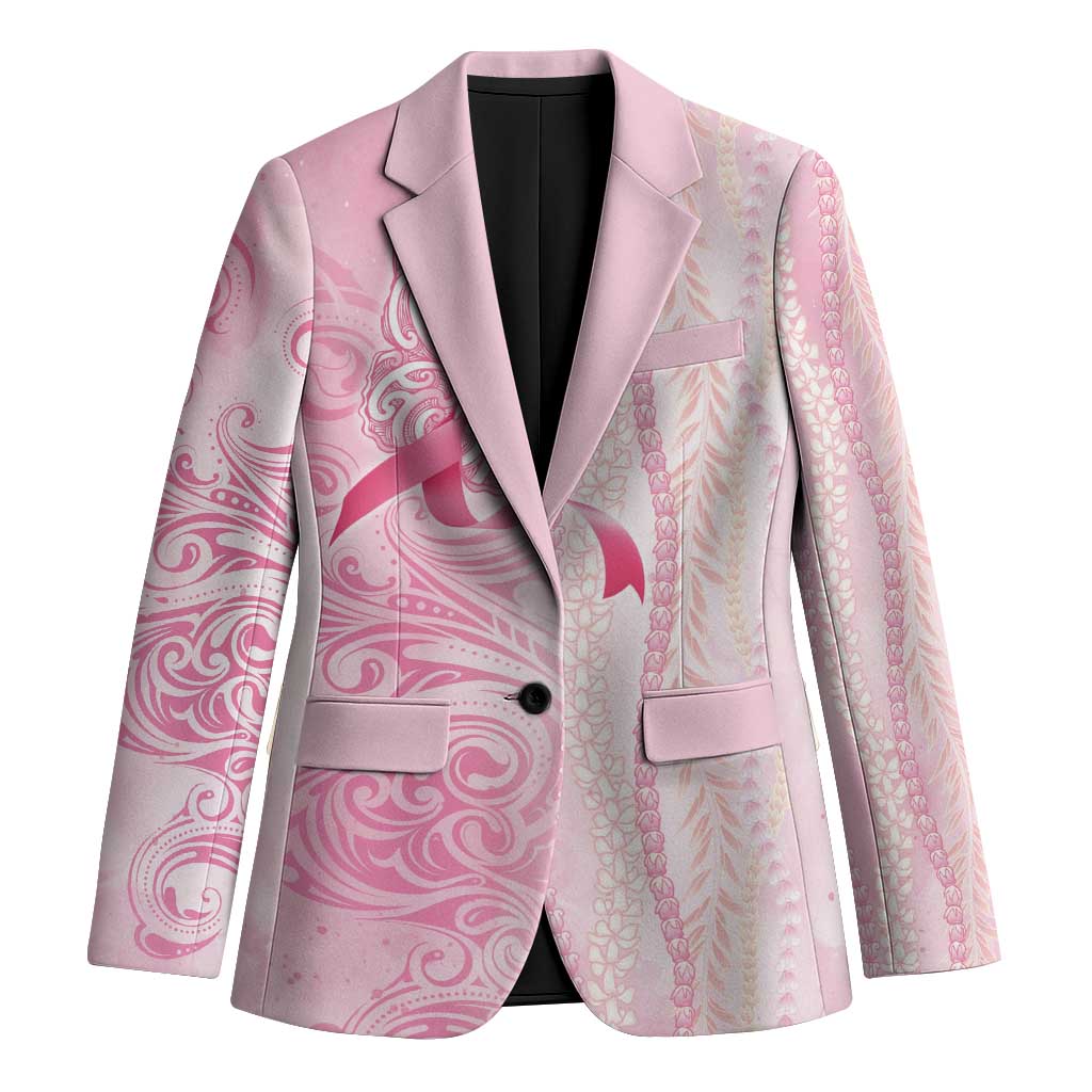 Breast Cancer Awareness Blazer Maile Pikake Lokelani Crown Flower Lei Inspired LT9 Unisex Pink - Polynesian Pride