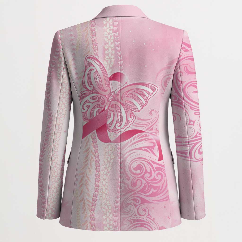 Breast Cancer Awareness Blazer Maile Pikake Lokelani Crown Flower Lei Inspired LT9 - Polynesian Pride
