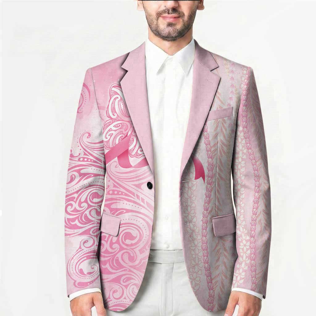 Breast Cancer Awareness Blazer Maile Pikake Lokelani Crown Flower Lei Inspired LT9 - Polynesian Pride