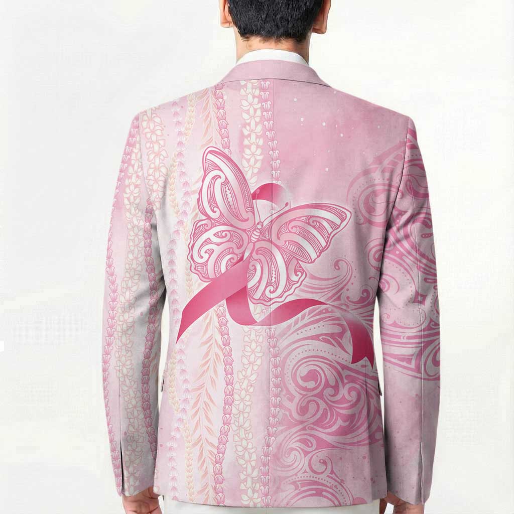 Breast Cancer Awareness Blazer Maile Pikake Lokelani Crown Flower Lei Inspired LT9 - Polynesian Pride