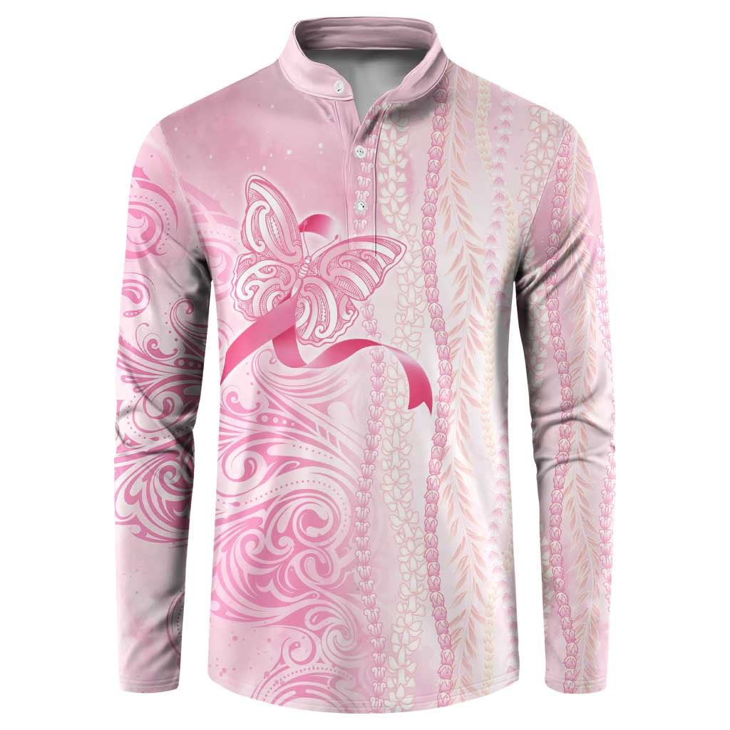 Breast Cancer Awareness Button Sweatshirt Maile Pikake Lokelani Crown Flower Lei Inspired LT9 Pink - Polynesian Pride