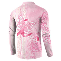 Breast Cancer Awareness Button Sweatshirt Maile Pikake Lokelani Crown Flower Lei Inspired LT9 - Polynesian Pride
