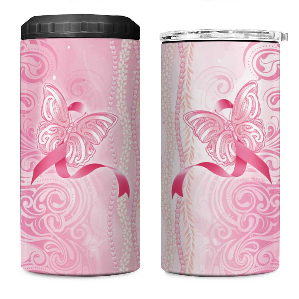 Breast Cancer Awareness 4 in 1 Can Cooler Tumbler Maile Pikake Lokelani Crown Flower Lei Inspired LT9 One Size: 16 oz Pink - Polynesian Pride