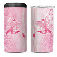 Breast Cancer Awareness 4 in 1 Can Cooler Tumbler Maile Pikake Lokelani Crown Flower Lei Inspired