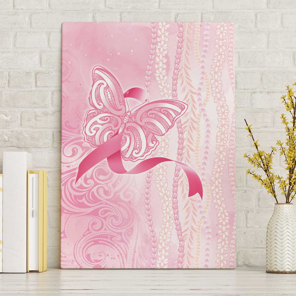 Breast Cancer Awareness Canvas Wall Art Maile Pikake Lokelani Crown Flower Lei Inspired LT9 Without Frame Pink - Polynesian Pride