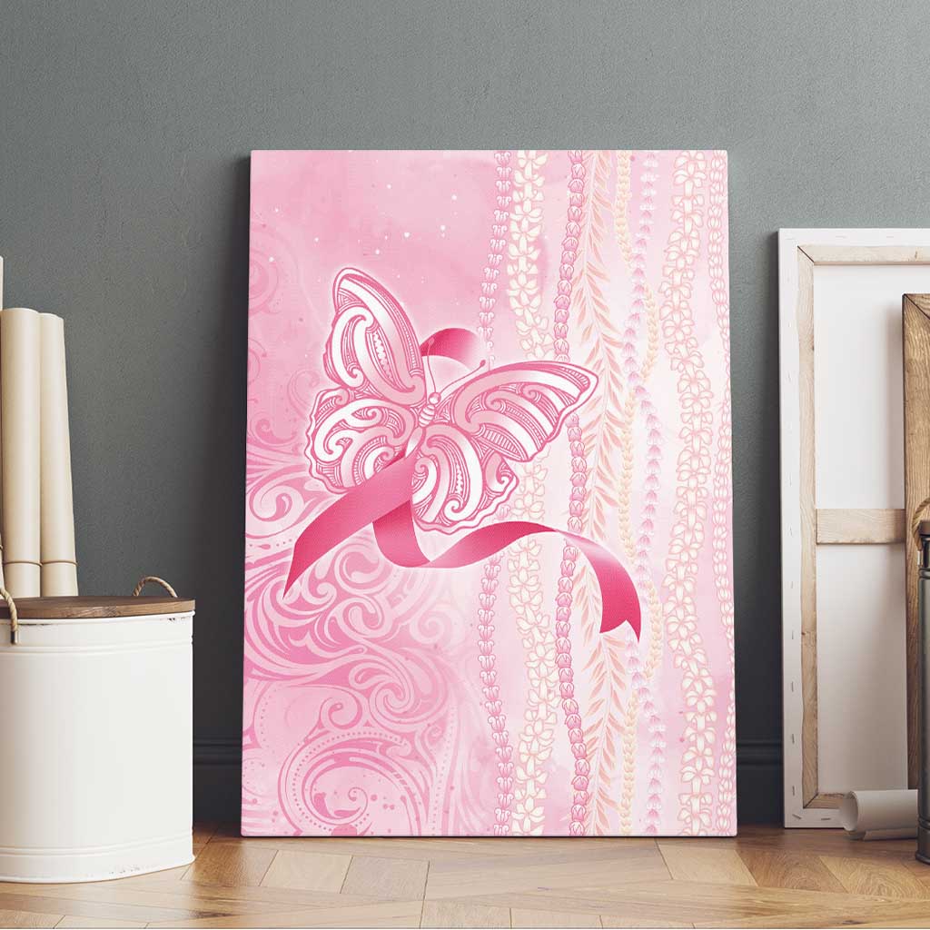 Breast Cancer Awareness Canvas Wall Art Maile Pikake Lokelani Crown Flower Lei Inspired LT9 - Polynesian Pride