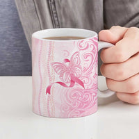 Breast Cancer Awareness Ceramic Mug Maile Pikake Lokelani Crown Flower Lei Inspired