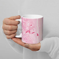 Breast Cancer Awareness Ceramic Mug Maile Pikake Lokelani Crown Flower Lei Inspired