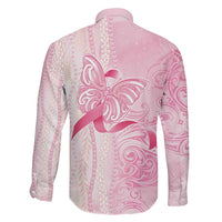 Breast Cancer Awareness Family Matching Long Sleeve Bodycon Dress and Hawaiian Shirt Maile Pikake Lokelani Crown Flower Lei Inspired
