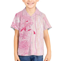 Breast Cancer Awareness Family Matching Long Sleeve Bodycon Dress and Hawaiian Shirt Maile Pikake Lokelani Crown Flower Lei Inspired