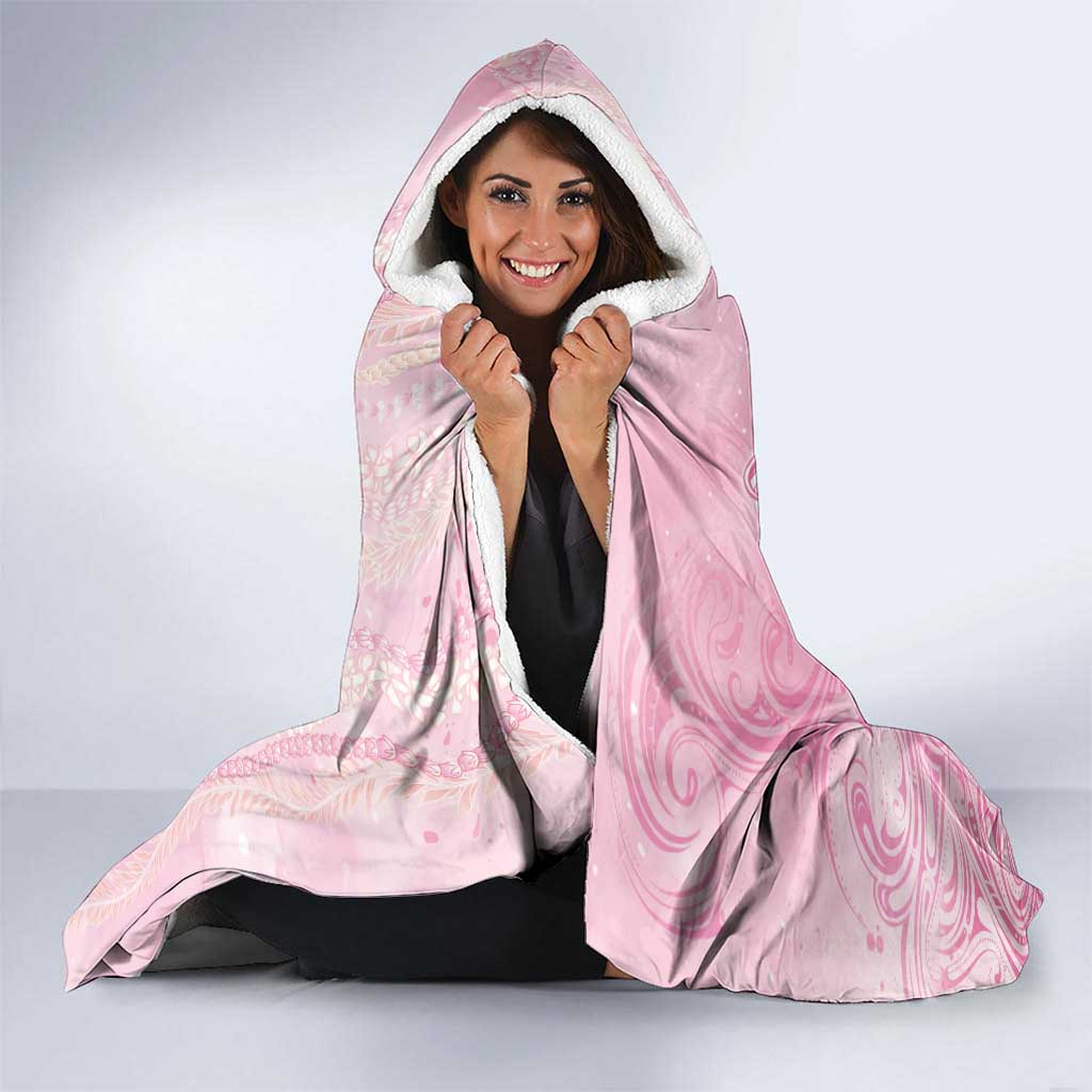 Breast Cancer Awareness Hooded Blanket Maile Pikake Lokelani Crown Flower Lei Inspired