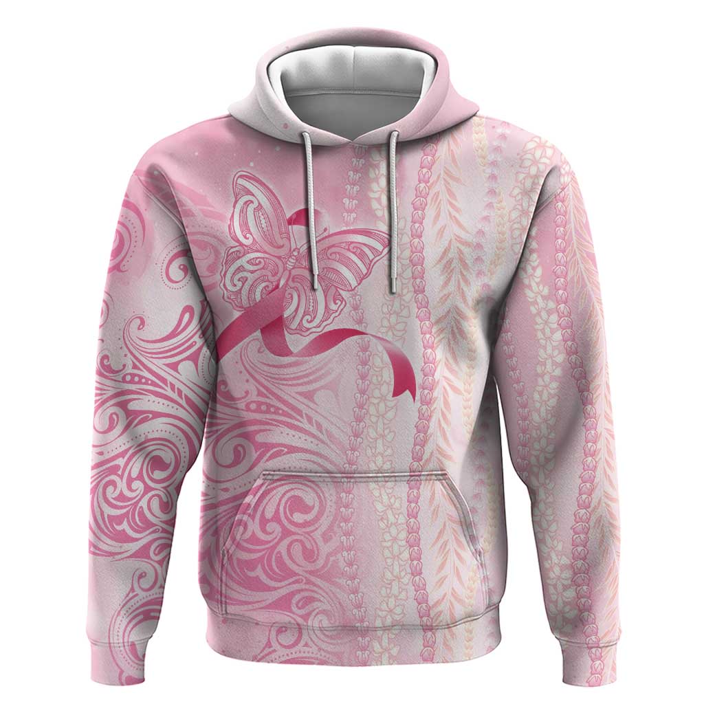 Breast Cancer Awareness Hoodie Maile Pikake Lokelani Crown Flower Lei Inspired