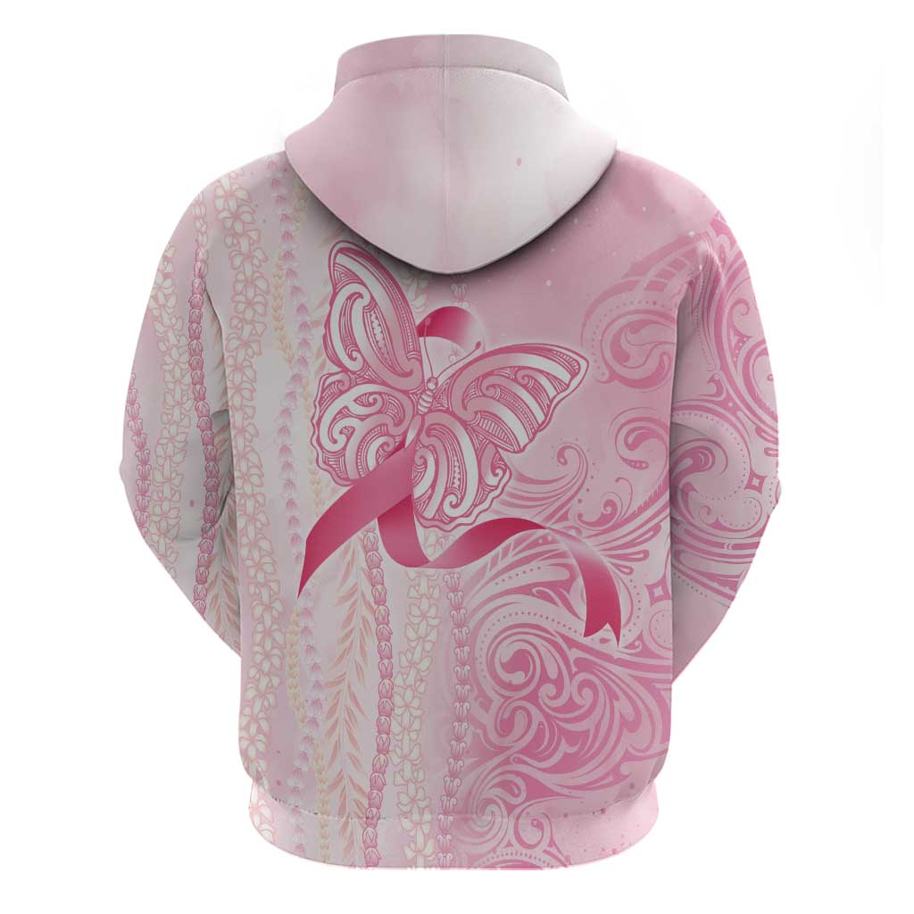 Breast Cancer Awareness Hoodie Maile Pikake Lokelani Crown Flower Lei Inspired