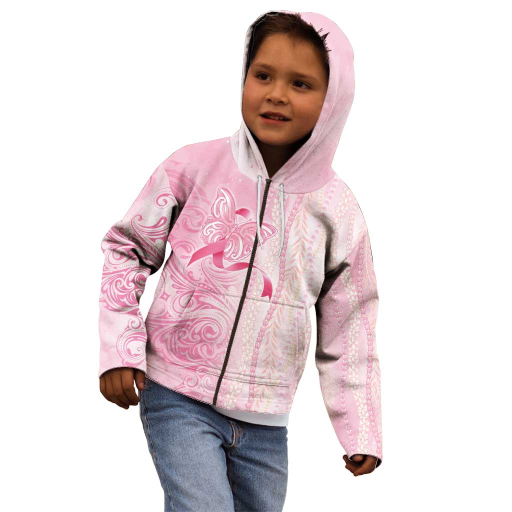 Breast Cancer Awareness Kid Hoodie Maile Pikake Lokelani Crown Flower Lei Inspired LT9 - Polynesian Pride