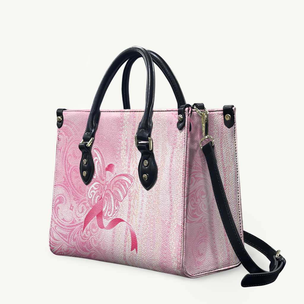 Breast Cancer Awareness Leather Bag Maile Pikake Lokelani Crown Flower Lei Inspired LT9 Pink - Polynesian Pride