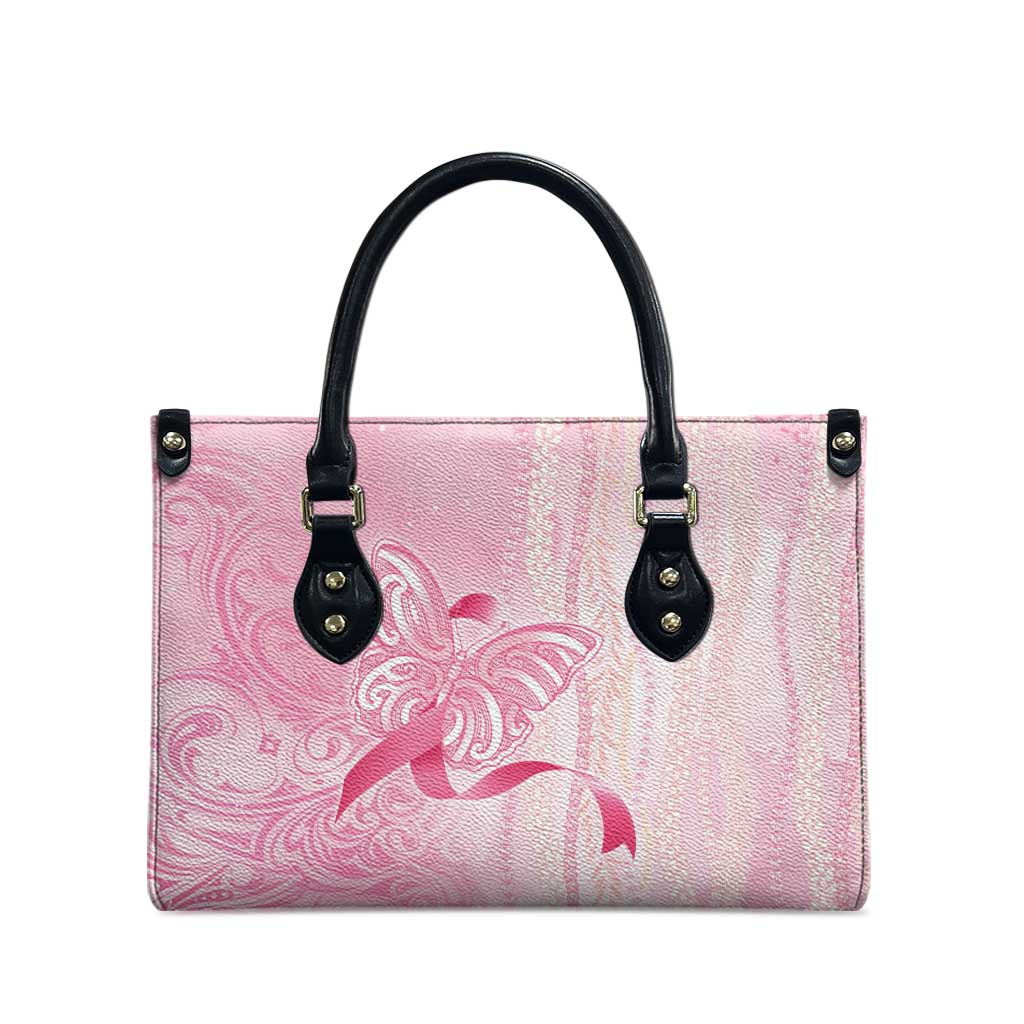 Breast Cancer Awareness Leather Bag Maile Pikake Lokelani Crown Flower Lei Inspired LT9 - Polynesian Pride
